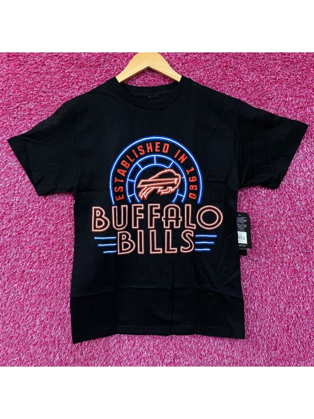 Junk Food Clothing Buffalo Bills Neon Style Logo Graphic T-Shirt Small